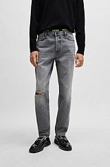 Tapered-fit regular-rise jeans in gray denim, Grey