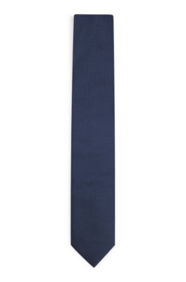 Hugo Boss Silk-blend Tie With Jacquard Pattern In Dark Blue