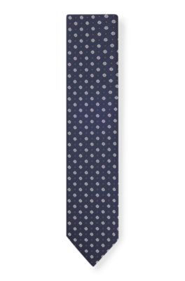 Hugo Boss Silk-blend Tie With Jacquard Pattern In Dark Blue