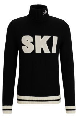 Shop Hugo Boss Boss X Perfect Moment Virgin-wool Sweater With 'ski' Intarsia In Black