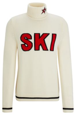 Shop Hugo Boss Boss X Perfect Moment Virgin-wool Sweater With 'ski' Intarsia In White