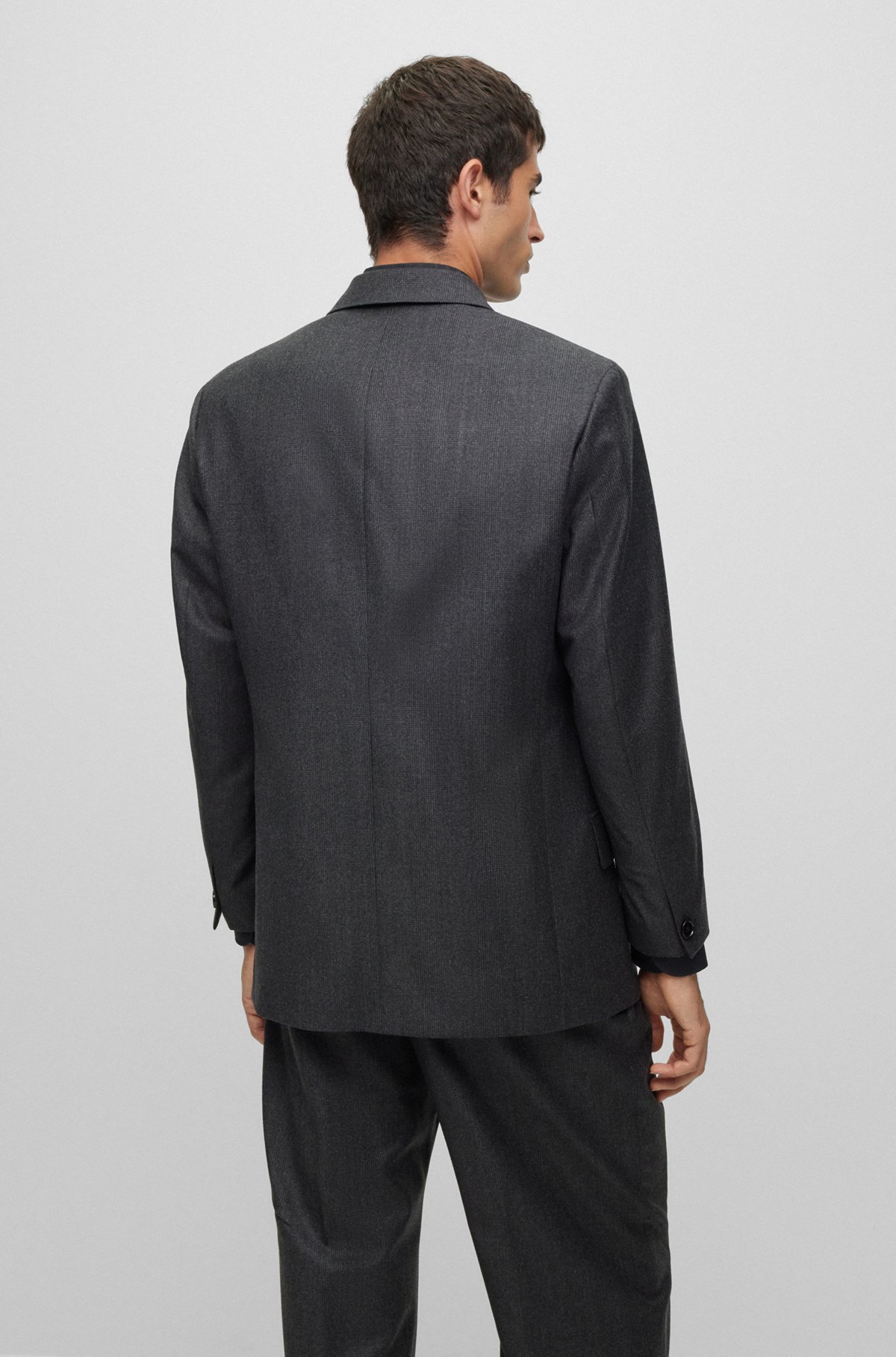 BOSS - Double-breasted suit in checked virgin wool