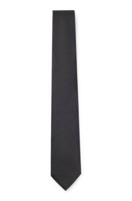 BOSS - Tie in silk-jacquard with micro pattern