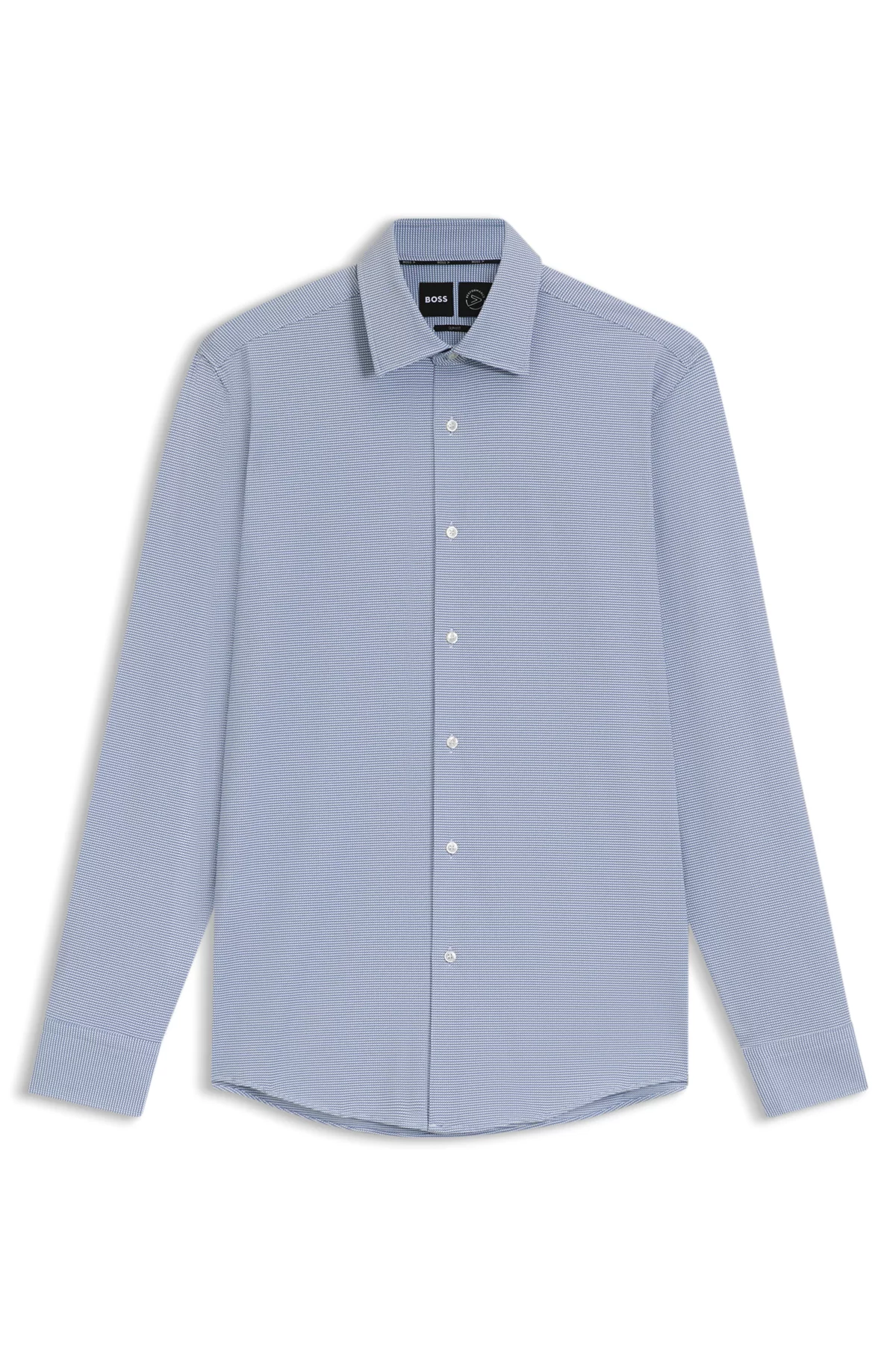 Slim-fit shirt in Italian performance-stretch fabric, Light Blue