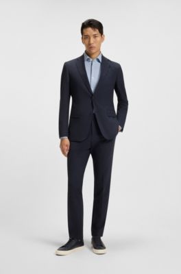 Camisa slim fit de tejido el&aacute;stico t&eacute;cnico italiano, Celeste