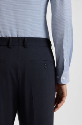 Camisa slim fit de tejido el&aacute;stico t&eacute;cnico italiano, Celeste