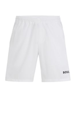 Hugo Boss Quick-drying Regular-fit Shorts With Logo Print In White