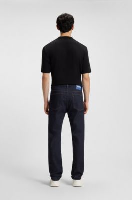 Dark-blue slim-fit jeans in stretch denim, Dark Blue