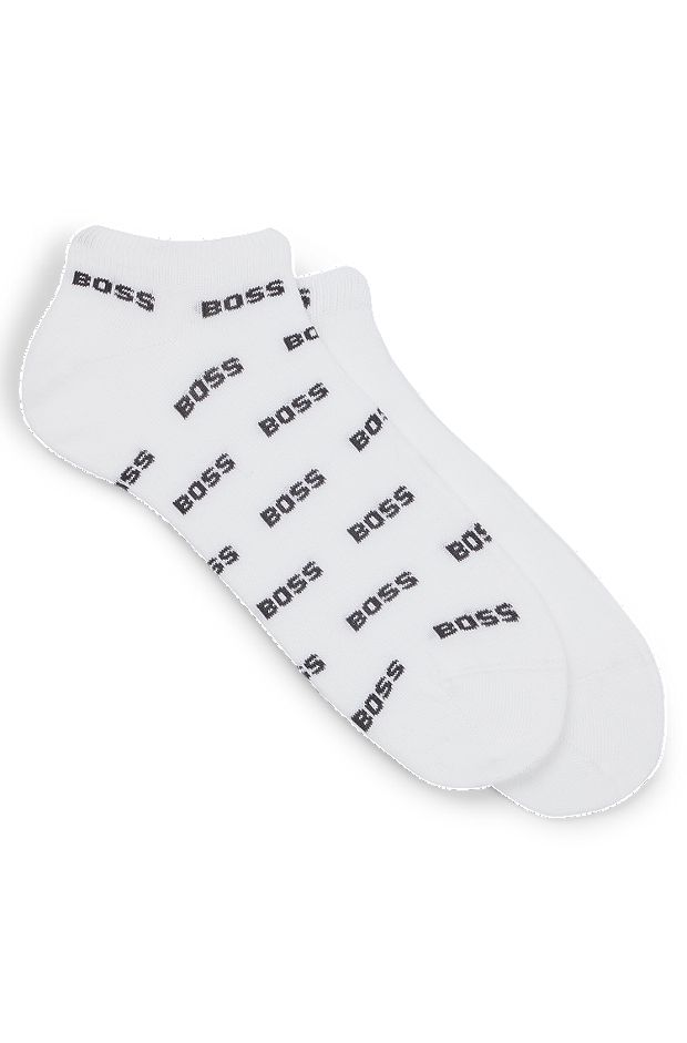 Two-pack of ankle-length socks with branding, White