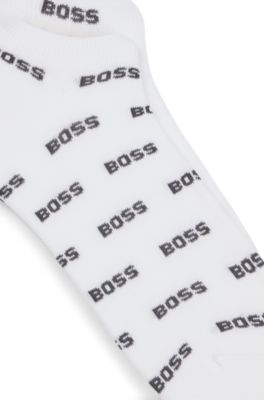 Paquete de dos pares de calcetines a la altura del tobillo con detalles de la marca, Blanco