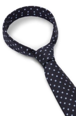 Silk-jacquard tie with micro pattern, Dark Blue