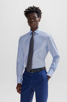 Silk-jacquard tie with micro pattern, Dark Blue