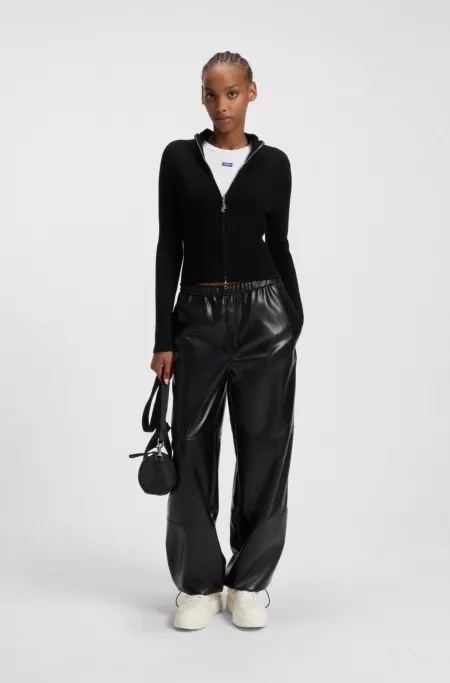 Cropped stretch-cotton tank top with blue logo label