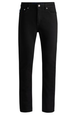 HUGO - Slim-fit jeans in black stretch denim