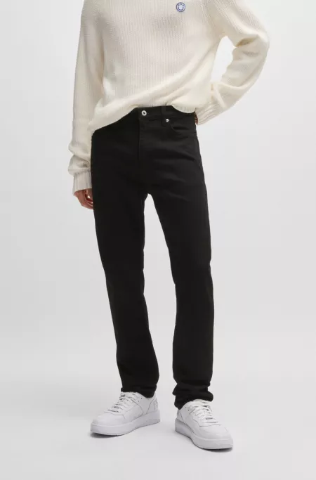 Black slim-fit jeans in stretch denim