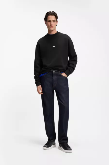 Dark-blue regular-fit jeans in raw denim