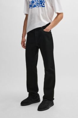 Regular-fit jeans in black rinse-washed denim, Black