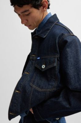 Dark-blue denim jacket with adjustable hem, Dark Blue