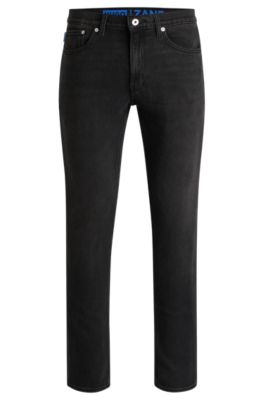 Extra-slim-fit jeans in stonewashed stretch denim, Dark Grey