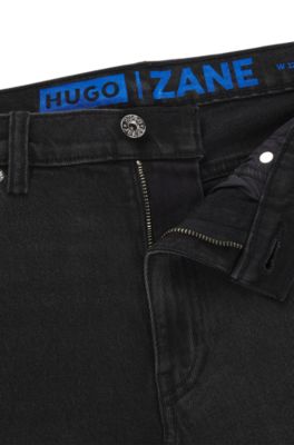 Extra-slim-fit jeans in stonewashed stretch denim, Dark Grey