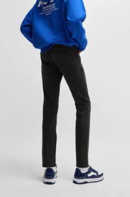 Extra-slim-fit jeans in stonewashed stretch denim, Dark Grey
