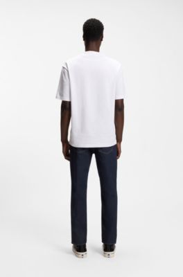 Dark-blue tapered-fit jeans in stretch denim, Dark Blue