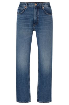 Hugo Regular-fit Jeans In Blue Stonewashed Denim In Dark Blue