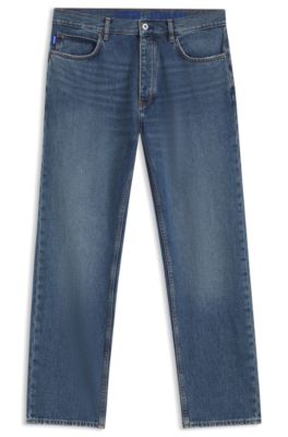 Hugo Boss Regular-fit Jeans In Blue Stonewashed Denim In Dark Blue