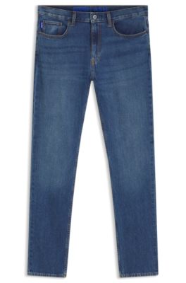 Jeans slim fit de denim el&aacute;stico en azul medio, Azul oscuro