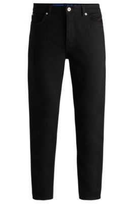Shop Hugo Tapered-fit Jeans In Black Stretch Denim