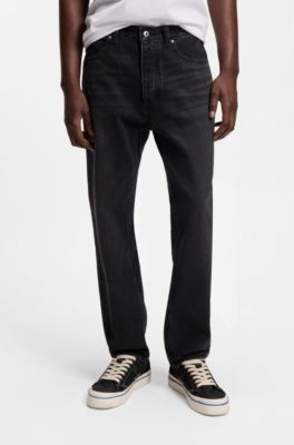 Regular-fit jeans in black denim, Dark Grey