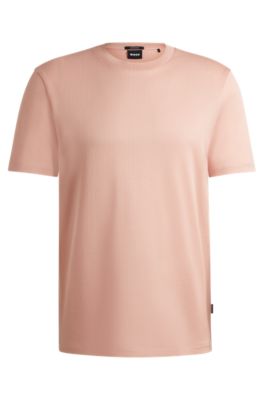 Shop Hugo Boss Regular-fit T-shirt In Structured Mercerized Cotton In Light Pink