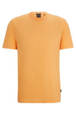 Shop Hugo Boss Regular-fit T-shirt In Structured Mercerized Cotton In Orange