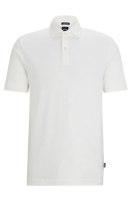 Hugo Boss Regular-fit Polo Shirt In Cotton And Linen In White