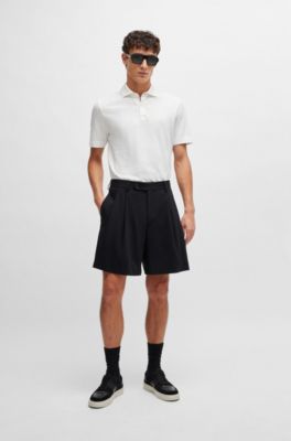 Polo regular fit de algod&oacute;n y lino, Blanco