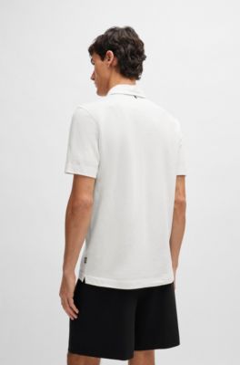 Polo regular fit de algod&oacute;n y lino, Blanco
