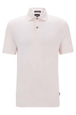 Hugo Boss Regular-fit Polo Shirt In Cotton And Linen In Light Pink