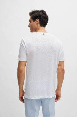 Regular-fit T-shirt in linen, White