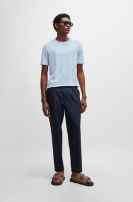 Regular-fit T-shirt in linen, Light Blue
