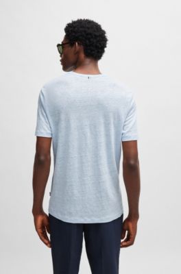 Regular-fit T-shirt in linen, Light Blue