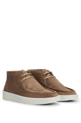 Hugo Boss Suede Desert Boots With Rubber Sole In Beige