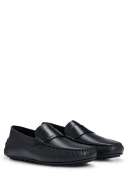 Hugo Boss Nappa-leather Driver Moccasins With Embossed Logo In Black