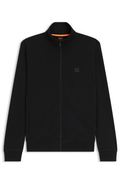 Zip-up jacket in cotton terry with logo badge