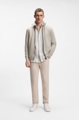 Veste en molleton de coton avec patch logo, Gris chin&eacute;