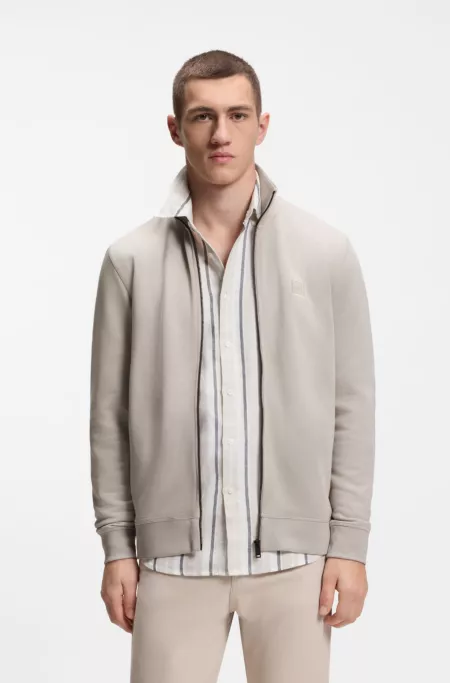 Cotton-jersey jacket with logo badge