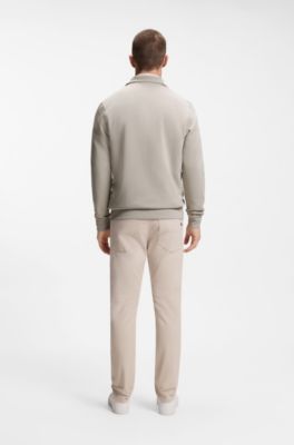 Veste en molleton de coton avec patch logo, Gris chin&eacute;