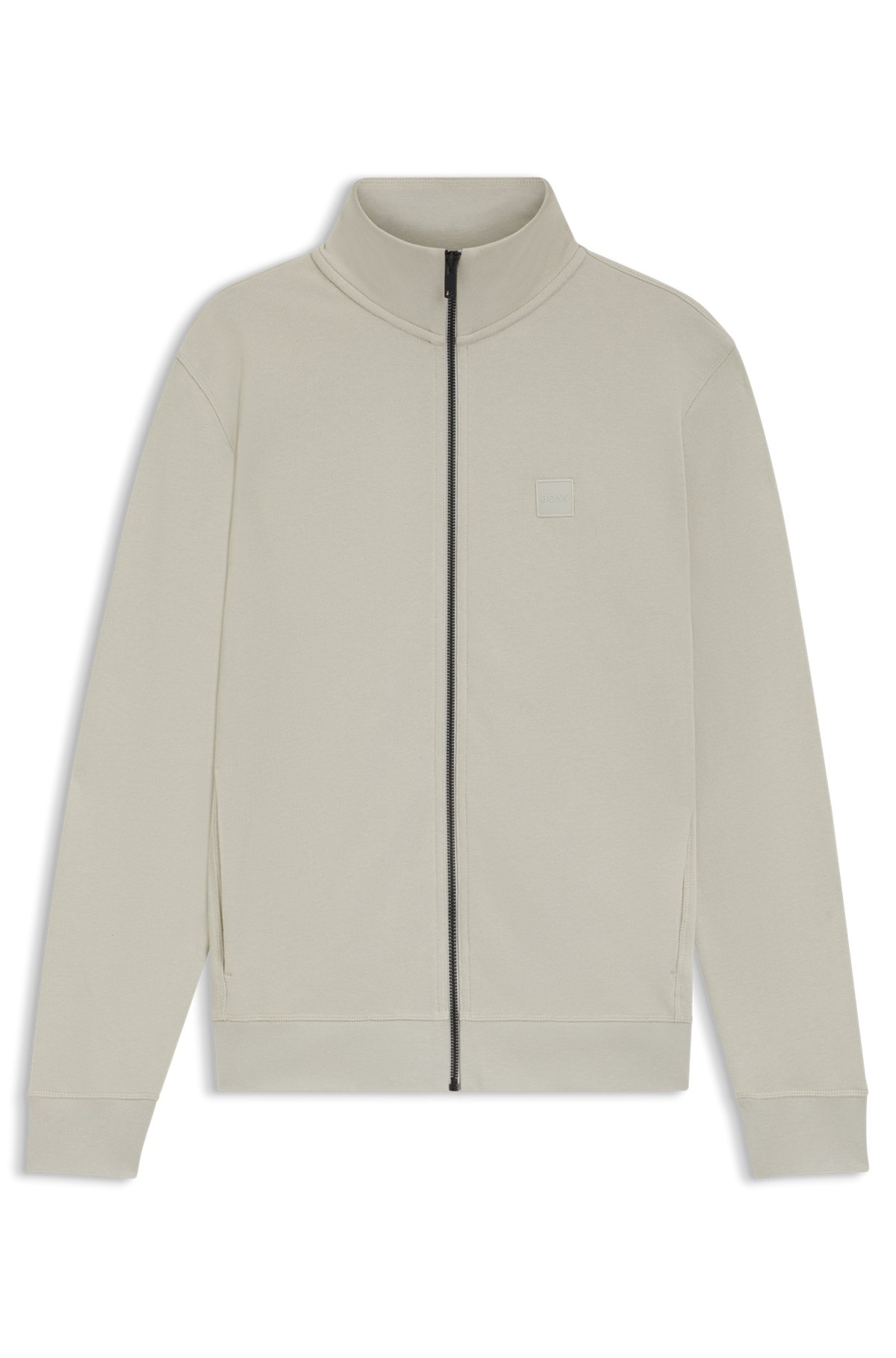 BOSS - Zip-up jacket in cotton terry with logo badge - Light BOSS - Zip-up jacket in cotton terry with logo badge - Light