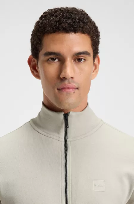 Cotton-jersey jacket with logo badge