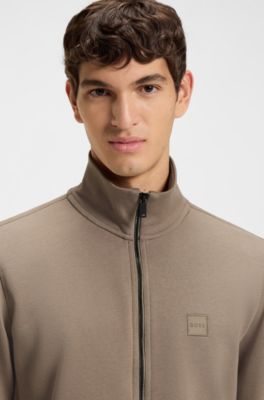 Chaqueta de felpa de algod&oacute;n con cremallera e insignia de logo, Cal