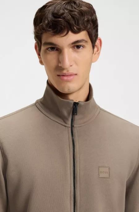 Cotton-jersey jacket with logo badge